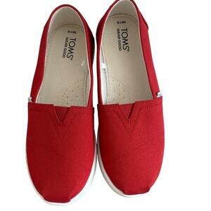 TOMS Red Slip-On Shoes Alpargata Canvas Flats, kids size 2, brand new w/o box